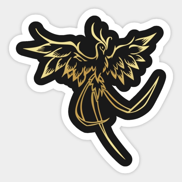 Stylish Gold Phoenix Mythical Bird Rising Born Again Sticker by twizzler3b